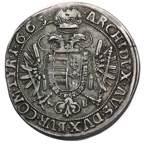 Реверс монеты Венгрия, 1 талер, 1665