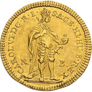 Аверс монеты Венгрия, 1 дукат, 1727-1735, Отметка монетного двора "NB" - Бая-Маре