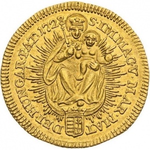 Реверс монеты Венгрия, 1 дукат, 1727-1735, Отметка монетного двора "NB" - Бая-Маре