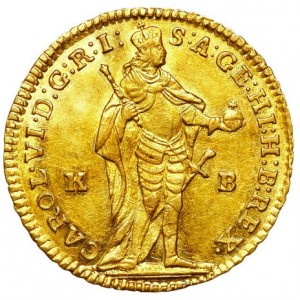 Аверс монеты Венгрия, 1 дукат, 1731-1740, Отметка монетного двора "KB" - Кремница