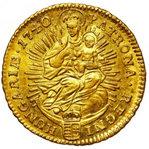 Реверс монеты Венгрия, 1 дукат, 1731-1740, Отметка монетного двора "KB" - Кремница