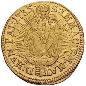 Реверс монеты Венгрия, 1 дукат, 1735