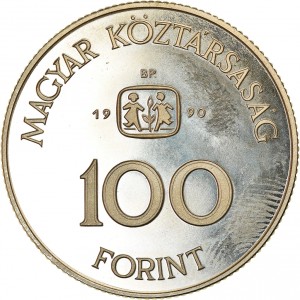 Аверс монеты Венгрия, 100 форинтов, 1990, Спасите детскую деревню
