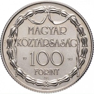 Аверс монеты Венгрия, 100 форинтов, 1990, 200 лет Венгерскому театру