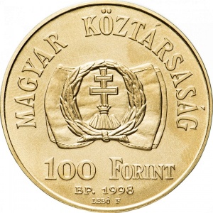 Аверс монеты Венгрия, 100 форинтов, 1998, 150 лет Революции 1848 года