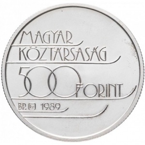 Аверс монеты Венгрия, 500 форинтов, 1989, XVI зимние Олимпийские игры, Альбервиль 1992