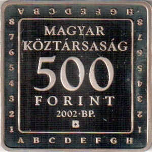 Аверс монеты Венгрия, 500 форинтов, 2002, Шахматный автомат Кемпелена