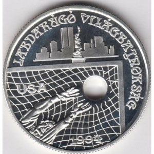 Реверс монеты Венгрия, 1000 форинтов, 1993, Чемпионат мира по футболу 1994