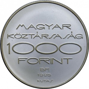 Аверс монеты Венгрия, 1000 форинтов, 1995, XXVI летние Олимпийские Игры, Атланта 1996