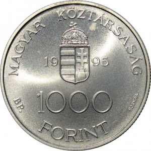 Аверс монеты Венгрия, 1000 форинтов, 1995, Европейский союз