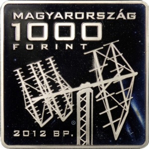 Аверс монеты Венгрия, 1000 форинтов, 2012, Успешный запуск на орбиту спутника MaSat-1