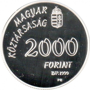 Аверс монеты Венгрия, 2000 форинтов, 1999, XXVII летние Олимпийские Игры, Сидней 2000