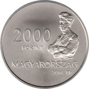 Аверс монеты Венгрия, 2000 форинтов, 2014, 100 лет со дня смерти Белы Спаньи