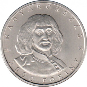 Аверс монеты Венгрия, 2000 форинтов, 2014, 350 лет со дня смерти Миклоша Зриньи