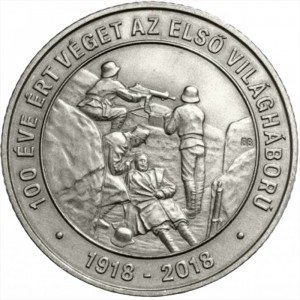Реверс монеты Венгрия, 2000 форинтов, 2018, 100 лет со дня окончания Первой Мировой войны