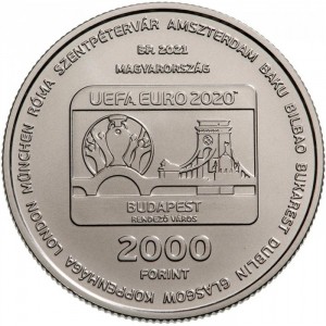Аверс монеты Венгрия, 2000 форинтов, 2021, УЕФА Чемпионат Европы по футболу 2020