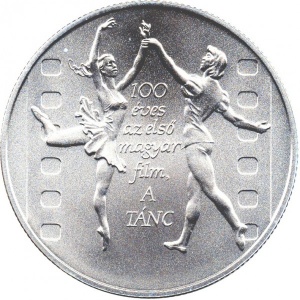 Реверс монеты Венгрия, 3000 форинтов, 2001, 100 лет первому венгерскому фильму