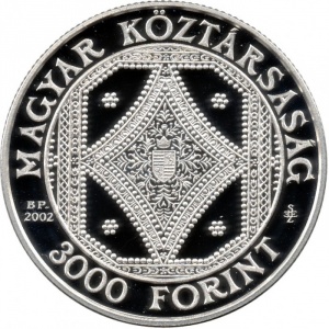 Аверс монеты Венгрия, 3000 форинтов, 2002, 200 лет Национальной библиотеке Сечени