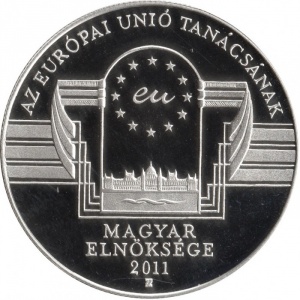 Реверс монеты Венгрия, 3000 форинтов, 2011, Председательство Венгрии в Совете Европейского Союза