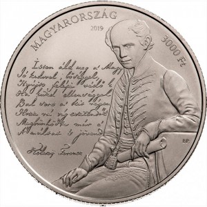 Аверс монеты Венгрия, 3000 форинтов, 2019, 175 лет музыкальному оформлению гимна Венгрии