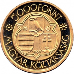 Аверс монеты Венгрия, 5000 форинтов, 1990, 500 лет со дня смерти Короля Матьяш I /Король Матьяш/