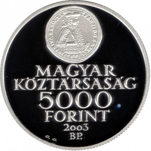 Аверс монеты Венгрия, 5000 форинтов, 2003, 300 лет восстанию Ракоци