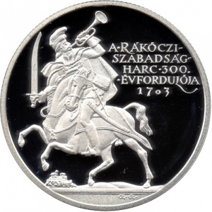 Реверс монеты Венгрия, 5000 форинтов, 2003, 300 лет восстанию Ракоци