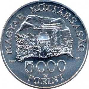 Аверс монеты Венгрия, 5000 форинтов, 2004, Замок Вышеград