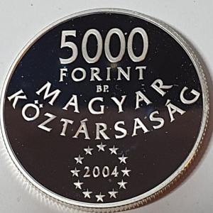 Аверс монеты Венгрия, 5000 форинтов, 2004, Вступление Венгрии в Европейский союз