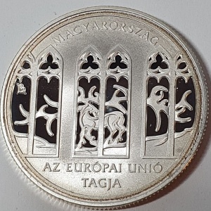 Реверс монеты Венгрия, 5000 форинтов, 2004, Вступление Венгрии в Европейский союз