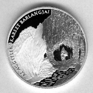 Реверс монеты Венгрия, 5000 форинтов, 2005, Всемирное наследие ЮНЕСКО - Аггтелек