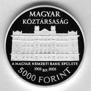 Аверс монеты Венгрия, 5000 форинтов, 2005, 150 лет со дня рождения Игнаца Альпара