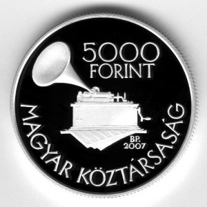 Аверс монеты Венгрия, 5000 форинтов, 2007, 125 лет со дня рождения Золтана Кодая