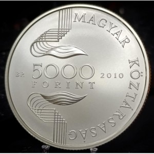 Аверс монеты Венгрия, 5000 форинтов, 2010, XXX чемпионат Европы по водным видам спорта, Будапешт 2010