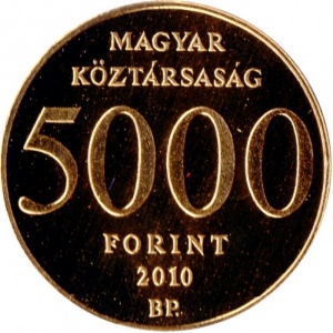 Аверс монеты Венгрия, 5000 форинтов, 2010, 200 лет со дня рождения Ференца Эркеля