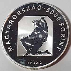 Аверс монеты Венгрия, 5000 форинтов, 2012, 125 лет со дня рождения Йожефа Ременьи