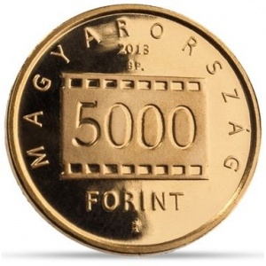 Аверс монеты Венгрия, 5000 форинтов, 2013, 100 лет со дня рождения Роберта Капы