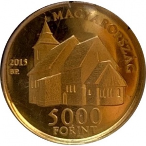 Аверс монеты Венгрия, 5000 форинтов, 2015, 425 лет переводу библии на венгерский язык