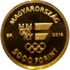 Аверс монеты Венгрия, 5000 форинтов, 2016, XXXI летние Олимпийские Игры, Рио-де-Жанейро 2016