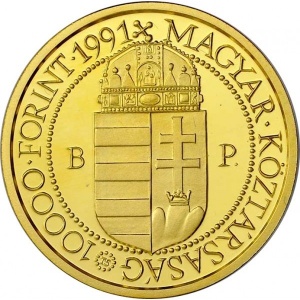 Аверс монеты Венгрия, 10.000 форинтов, 1991, Визит Папы Римского