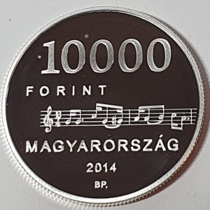 Аверс монеты Венгрия, 10.000 форинтов, 2014, 200 лет со дня рождения Эгресси Бени