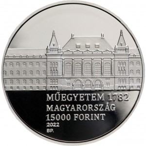 Аверс монеты Венгрия, 15.000 форинтов, 2022, 240 лет Будапештскому университету технологии и экономики