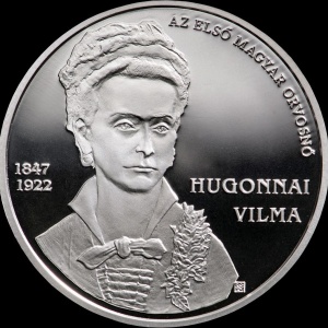 Реверс монеты Венгрия, 15.000 форинтов, 2022, 100 со дня смерти Вильмы Хьюгоннаи
