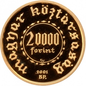 Аверс монеты Венгрия, 20.000 форинтов, 2001, 1000 лет венгерской чеканке монет