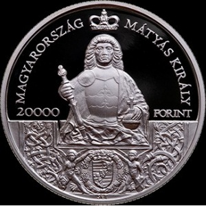 Аверс монеты Венгрия, 20.000 форинтов, 2018, 560 лет интронизации Матьяша I