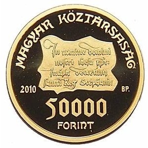 Аверс монеты Венгрия, 50.000 форинтов, 2010, Святые Стефан и Эмерик