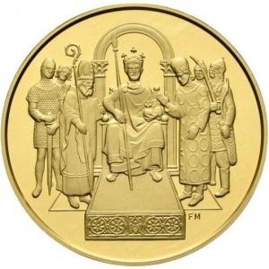 Реверс монеты Венгрия, 100.000 форинтов, 2001, Святые Стефан