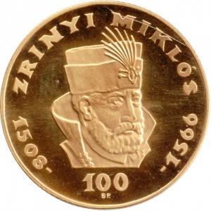 Реверс монеты Венгрия, 100 форинтов, 1966, 400 лет со дня смерти Миклоша Зриньи
