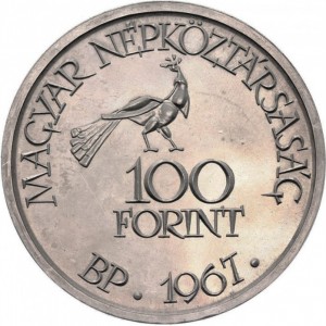Аверс монеты Венгрия, 100 форинтов, 1967, 85 лет со дня рождения Золтана Кодая