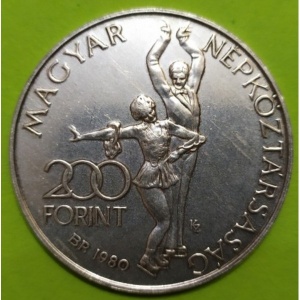 Аверс монеты Венгрия, 200 форинтов, 1980, XIII Зимние Олимпийские игры, Лейк-Плэсид 1980